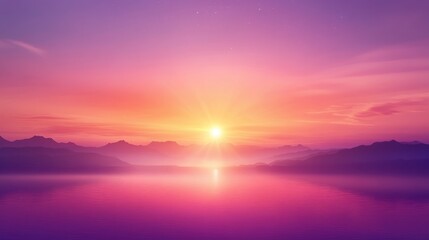 Fototapeta premium Vibrant sunset over tranquil mountain lake scene