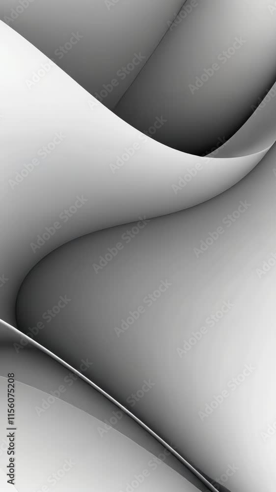 Poster curves and gradients create an abstract composition in shades of gray