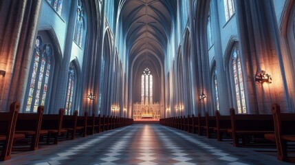 Grand cathedral interior, serene light