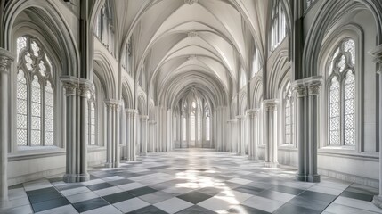 Obraz premium Grand hall with arched windows
