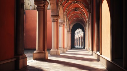 Fototapeta premium Sunlit colonnade, architectural detail