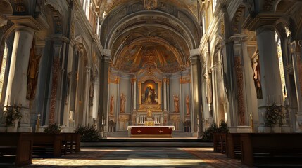 Obraz premium Sunlit interior of a grand church