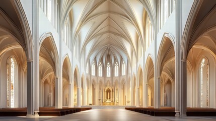 Fototapeta premium Grand cathedral interior, serene light