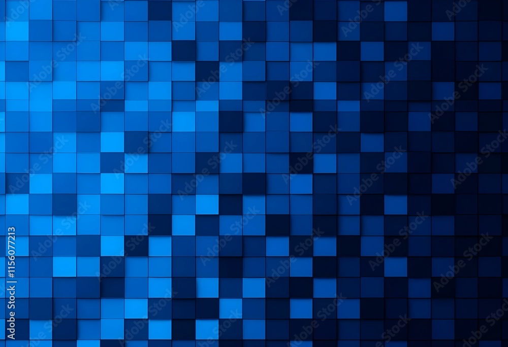 Aufkleber bright blue digital mosaic pattern with dark gradient effect. abstract geometric square tiles backgr