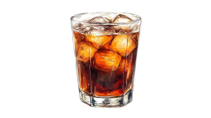 Refreshing Iced Cola Drink in Glass  Cold Beverage  Summer  Ice Cubes