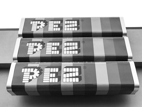 Orange, Connecticut, USA- September 29, 2918: Pez candy sign at visitor center factory building exterior