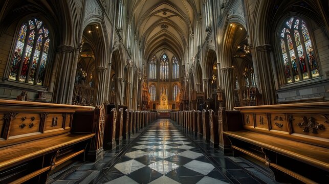 Grand cathedral interior, serene and majestic
