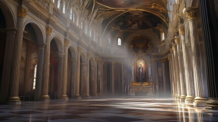 Fototapeta premium Sunlit grandeur of a classical hall