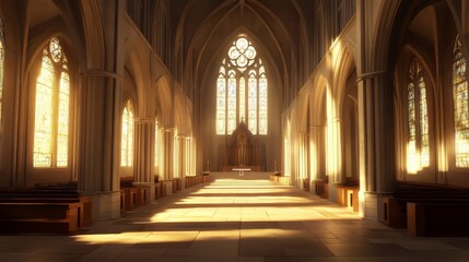 Sunlit Cathedral Interior