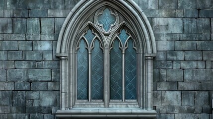 Obraz premium Gothic arched window in stone wall