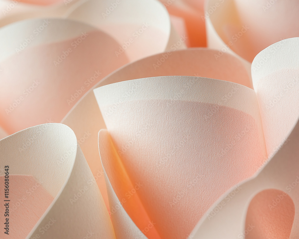 Poster abstract pastel paper composition with soft curves and warm tones for creative backgrounds