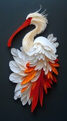 Fototapeta premium Spoonbill Bird, Paper Cut Art, Abstract Image, Texture, Pattern Background, Wallpaper, Cover and Screen for Smartphone, PC, Laptop, 9:16 and 16:9 Format