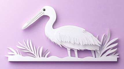 Spoonbill Bird, Paper Cut Art, Abstract Image, Texture, Pattern Background, Wallpaper, Cover and Screen for Smartphone, PC, Laptop, 9:16 and 16:9 Format