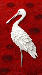 Spoonbill Bird, Paper Cut Art, Abstract Image, Texture, Pattern Background, Wallpaper, Cover and Screen for Smartphone, PC, Laptop, 9:16 and 16:9 Format