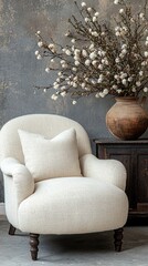Minimalist Loft Living Room: Cozy Armchair & Elegant Wooden Accents