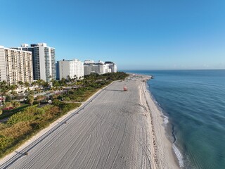 Aerial View of Miami Beach at Sunrise, Florida Coastline