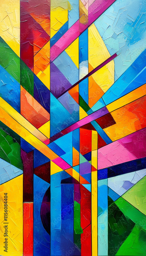 Poster vibrant geometric abstraction exploring colors and shapes in harmony