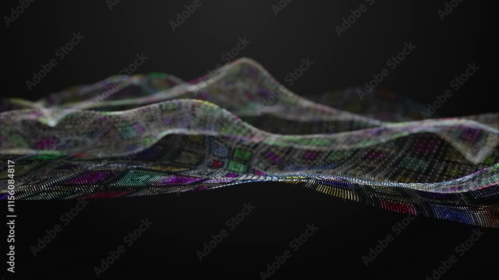 Aufkleber fantastic video animation with particle wave object in slow motion, 4096x2304 loop 4k