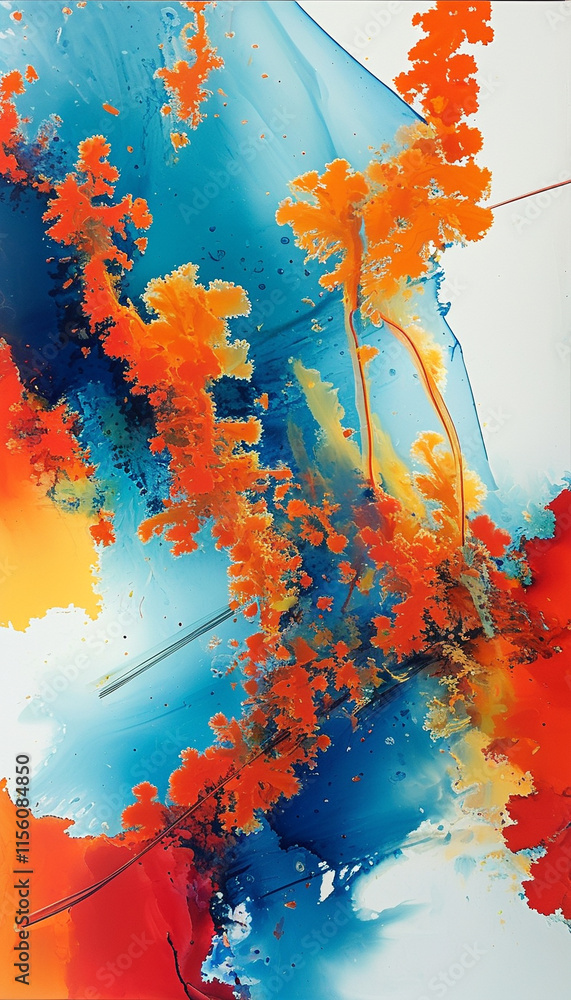 Poster vibrant abstract composition with rich colors and dynamic forms