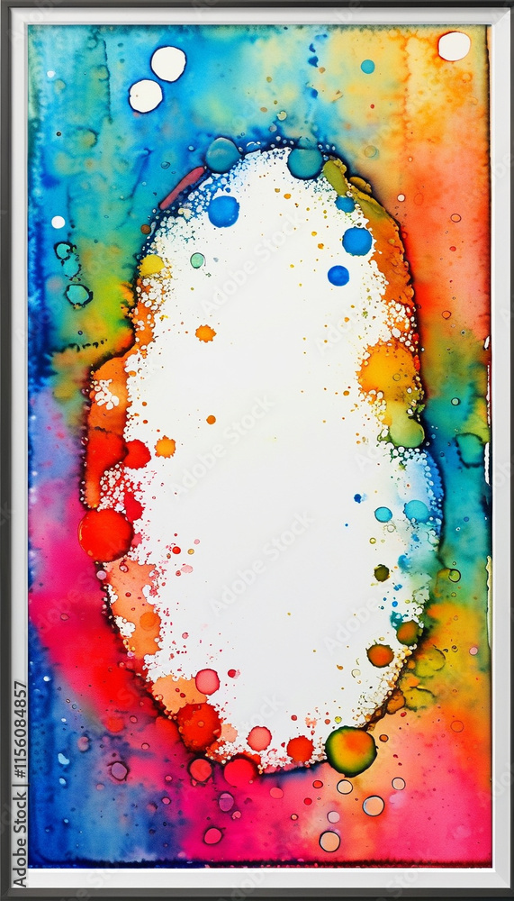 Poster vivid colors blend in abstract design with an empty central space