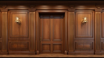 Fototapeta premium Classic Wood Paneling: Exquisite Craftsmanship for Elegant Interiors