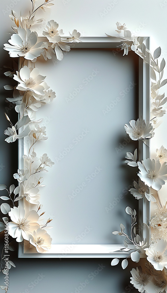 Poster elegant floral frame with soft color palette for artistic display