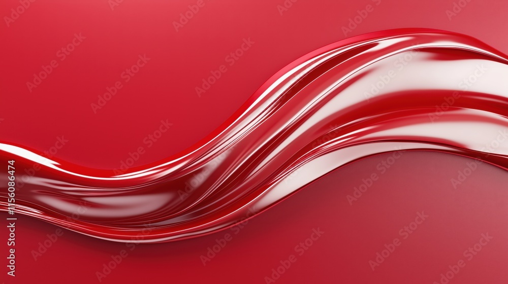 Poster abstract red and white wave design with glossy 3d effect