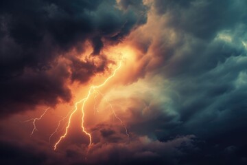 Fototapeta premium Crackling Energy: Lightning Strike in Dramatic Night Sky
