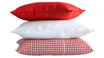 Stack of Red   White Pillows  Home Decor  Bedroom  Comfort  Textile