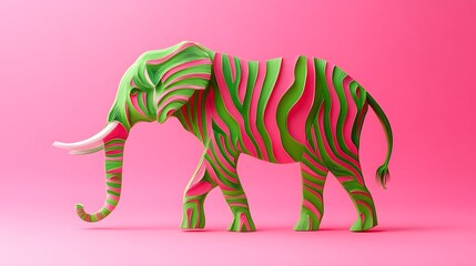 Fototapeta premium Elephant, Paper Cut Art, Abstract Image, Texture, Pattern Background, Wallpaper, Cover and Screen for Smartphone, PC, Laptop, 9:16 and 16:9 Format