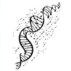 Artistic representation of a DNA strand, showcasing a spiral design with intricate details and dots.