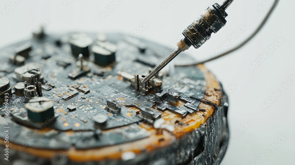 Poster close-up of a technician soldering modern computer components precision in electronics work