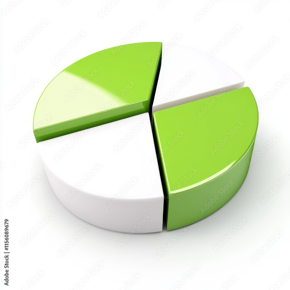 Poster A stylized pie chart featuring green and white segments, symbolizing data representation and analysis.