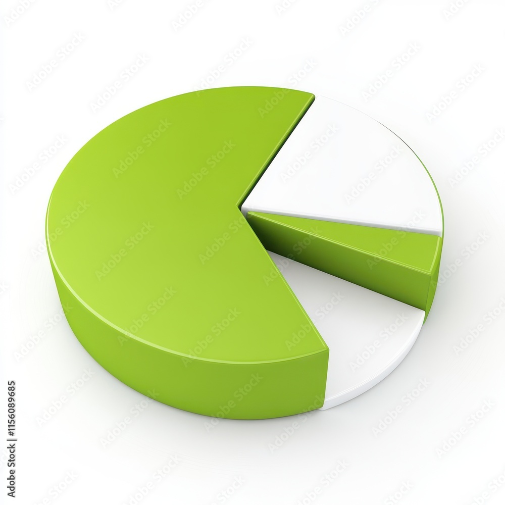 Poster a vibrant green pie chart showcasing data visualization with a segment missing.