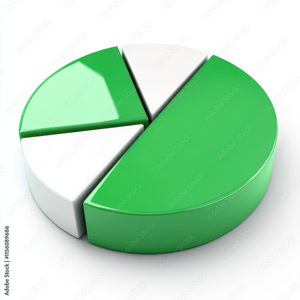 Aufkleber stylized green pie chart representing data distribution in a modern design.