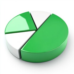 Stylized green pie chart representing data distribution in a modern design.