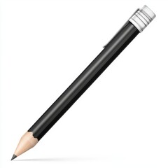 A sleek black pencil with a silver clip, perfect for artists and students alike, against a clean white background.