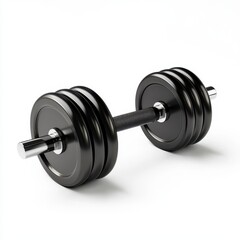 Naklejka premium A sleek black dumbbell featuring shiny weights, ideal for strength training and fitness routines.
