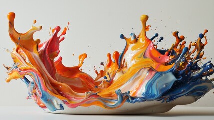 Vibrant Color Explosion: A symphony of colors explodes in a captivating splash, creating an abstract masterpiece.  The dynamic interplay of hues evokes energy, creativity.