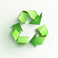 Stylized green recycling symbol on a light background, representing sustainability and eco-friendliness.