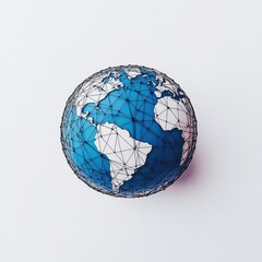 Stylized 3D globe with interconnected lines, symbolizing global connectivity and technology.
