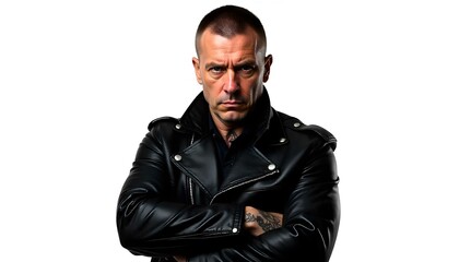 Obraz premium A portrait of a tough Russian Mafia member, exuding power and intimidation.