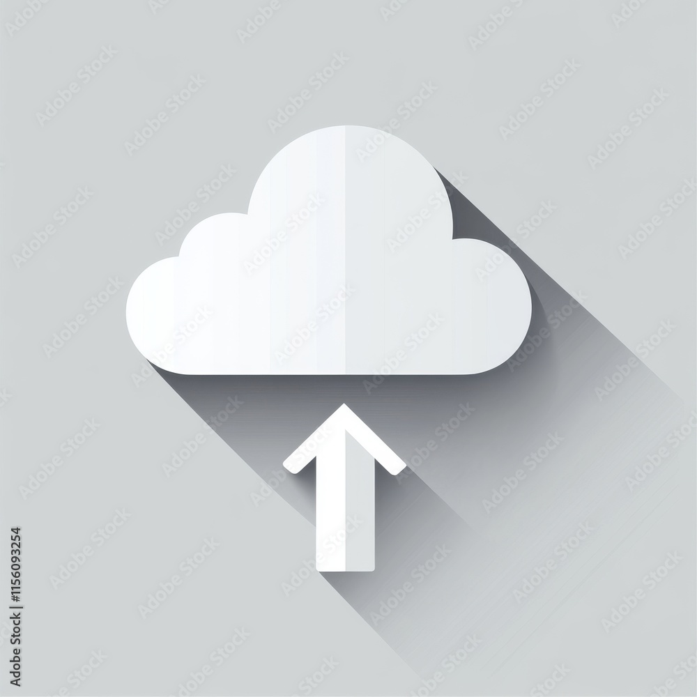 Poster stylized cloud symbol with an upward arrow, representing data upload and cloud storage concepts.