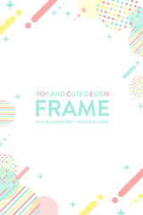 ポップでかわいいフレーム背景　（　見出し　タイトル　メンフィス　デザイン　縦長　）