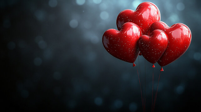 red heart on black background