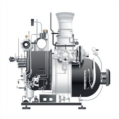 Fototapeta premium Detailed illustration of a jet engine showcasing intricate engineering and design features.