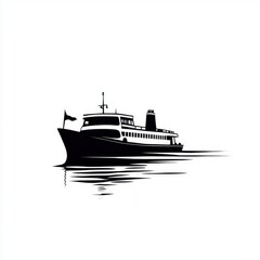 Fototapeta premium Silhouette of a classic ship cruising on calm waters during a serene day.