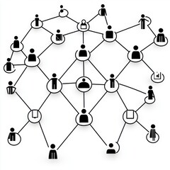 A network of interconnected abstract human figures representing social connections and collaboration.
