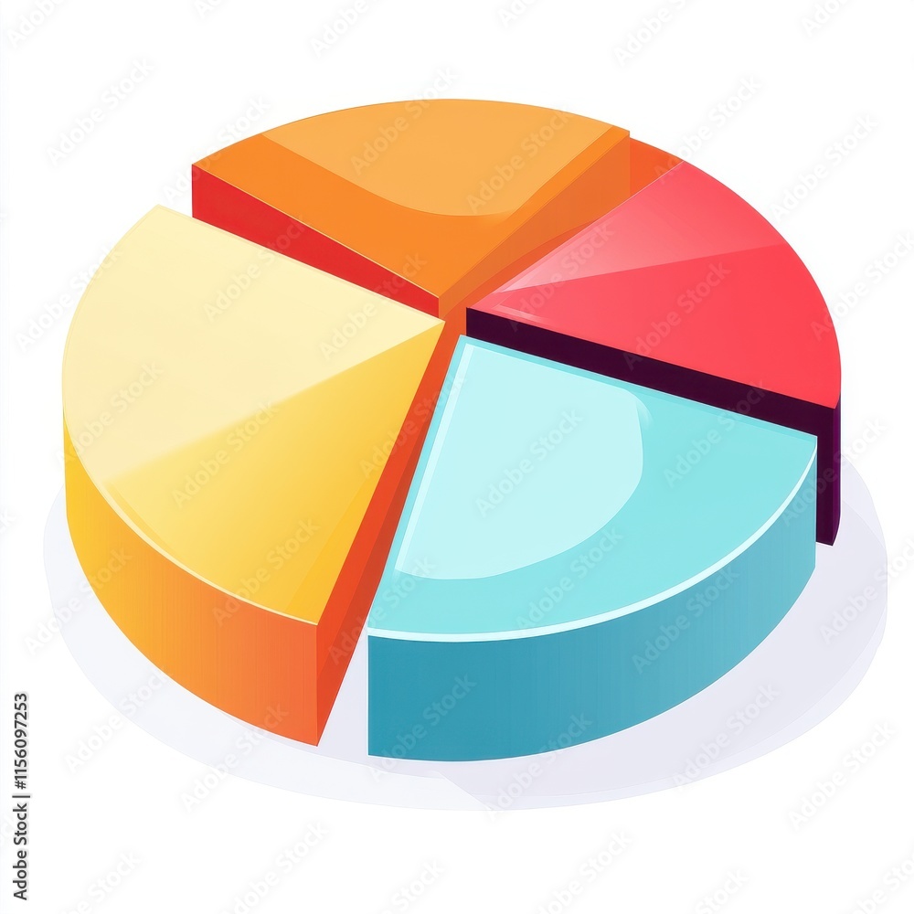 Poster colorful pie chart illustrating data representation in a vibrant and engaging design.