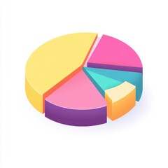 Obraz premium Colorful 3D pie chart representing data distribution in vibrant shades.